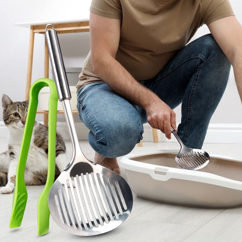 Cat Litter Scooper, Cat Accessories Cat Scoop Stainless Steel Kitten Scoop Poop Sifting Cleaning For Litter Box, Cat Poop Sifter