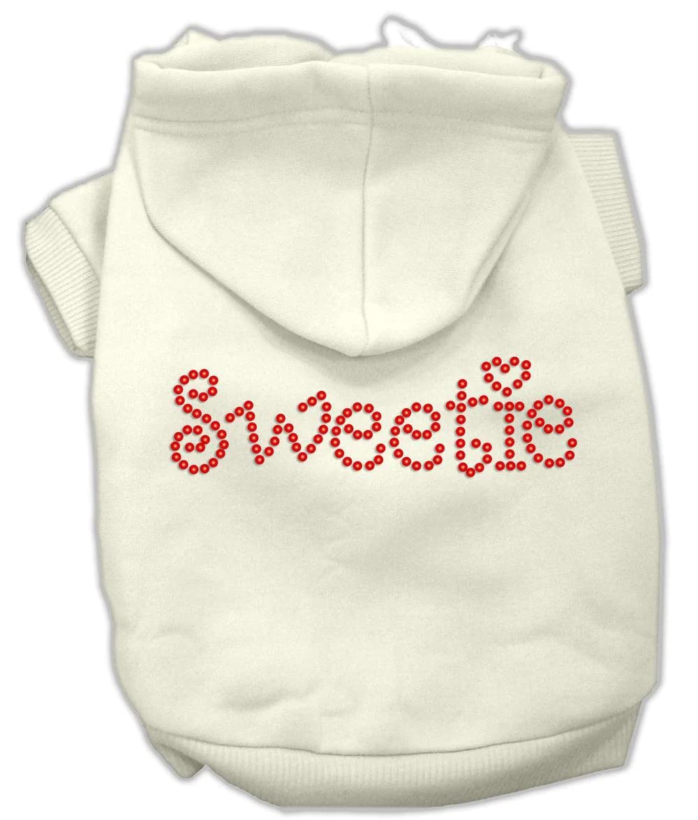 Pet, Dog & Cat Hoodie Rhinestone, 'Sweetie' Cream Xl (14-20 Lbs.)