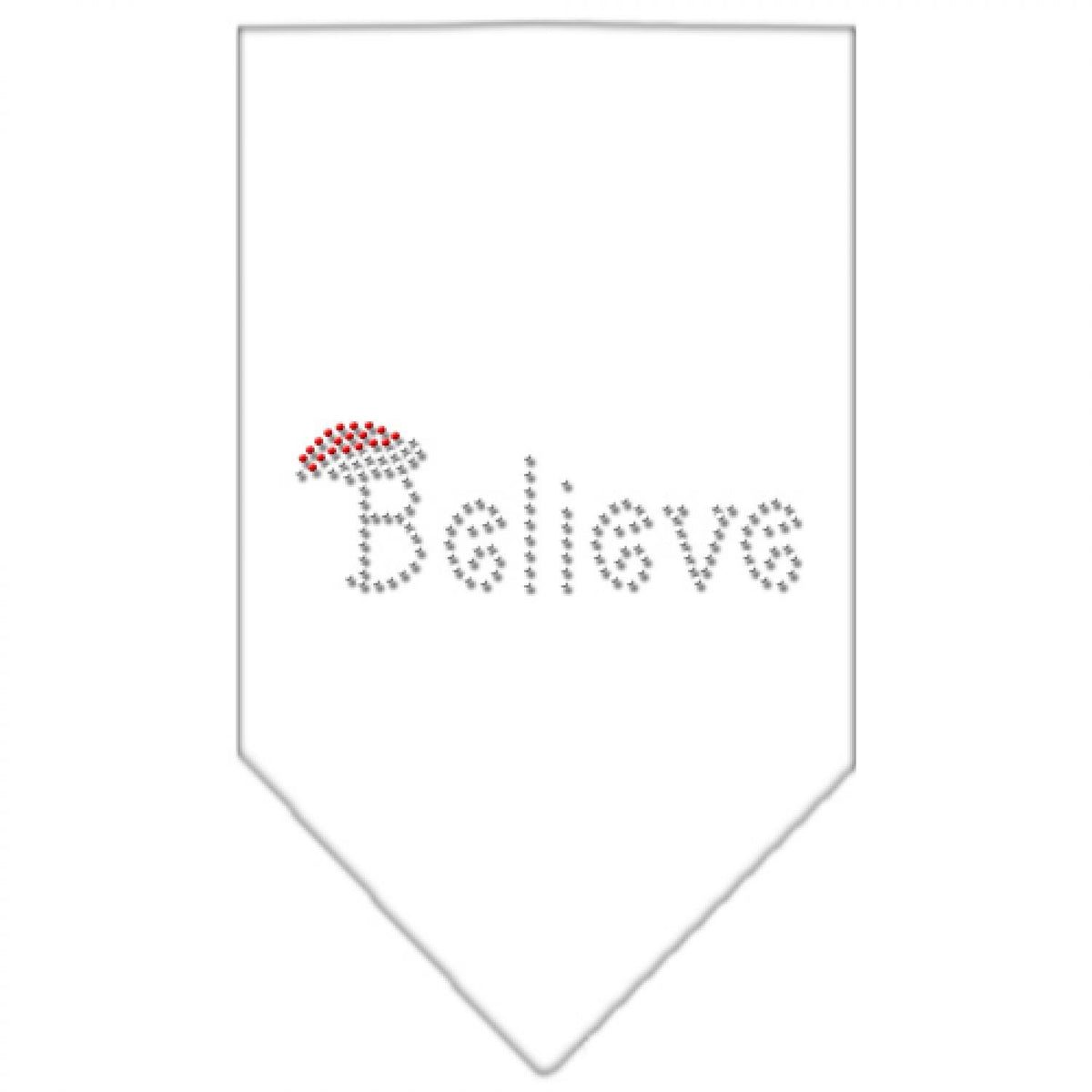Christmas Pet and Dog Bandana Rhinestone, &quot;Believe&quot; White Large