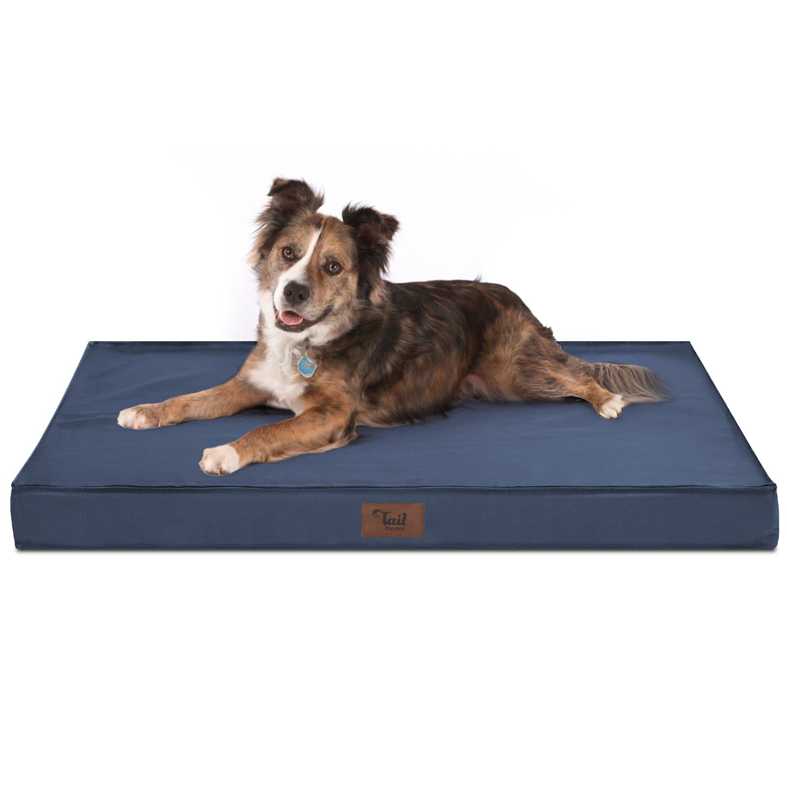 Tail Stories Large Outdoor All Weather Dog Bed, Waterproof Dog Bed For Large Dogs, Orthopedic Egg Foam Pet Bed With Washable And