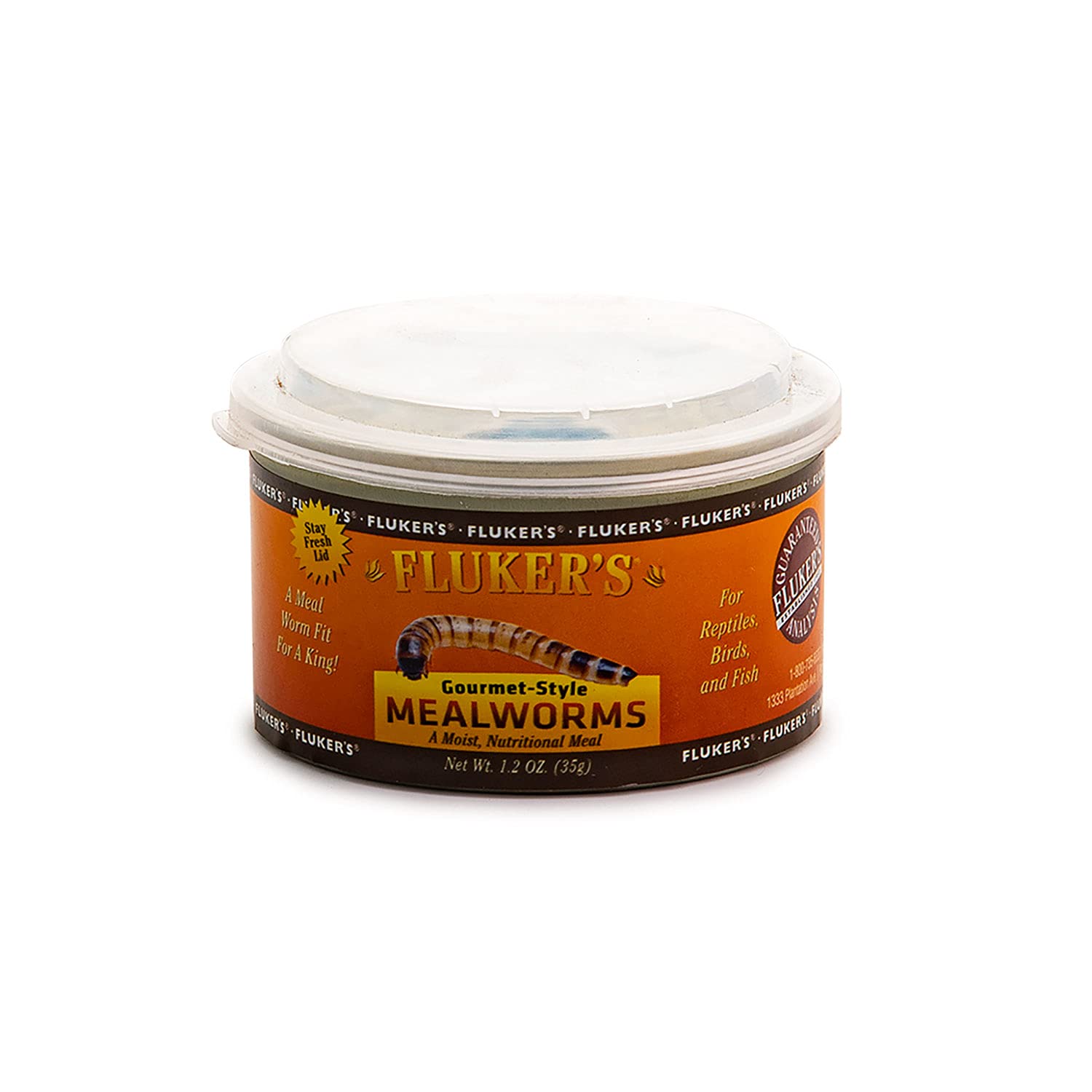 Flukers Gourmet Canned Food for Reptiles, Fish, Birds and Small Animals, Black, Mealworms 1.23 Ounce (Pack of 1)