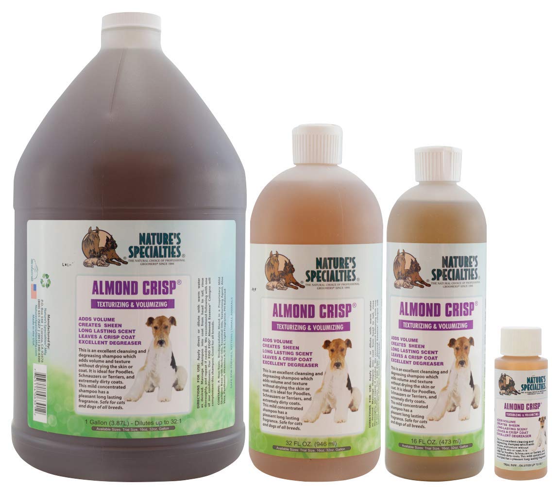Nature's Specialties Almond Crisp Dog Shampoo, Ultra Concentrated, 1 Gallon, Texturizing & Volumizing, Made in USA, Model AC1G