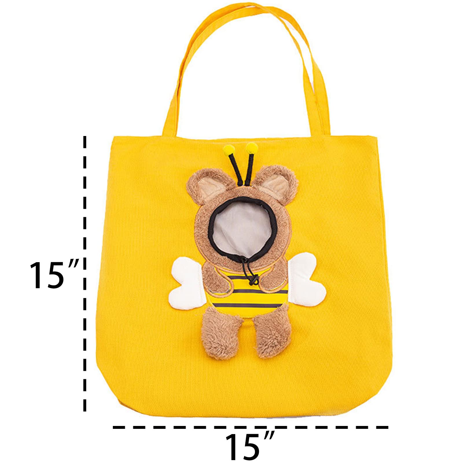 Pet Canvas Shoulder Carrying Bag, Cute Bee Shaped Cat Carrier, S Size Portable Kitten & Puppy Tote, Cozy Carriers For Small Dogs