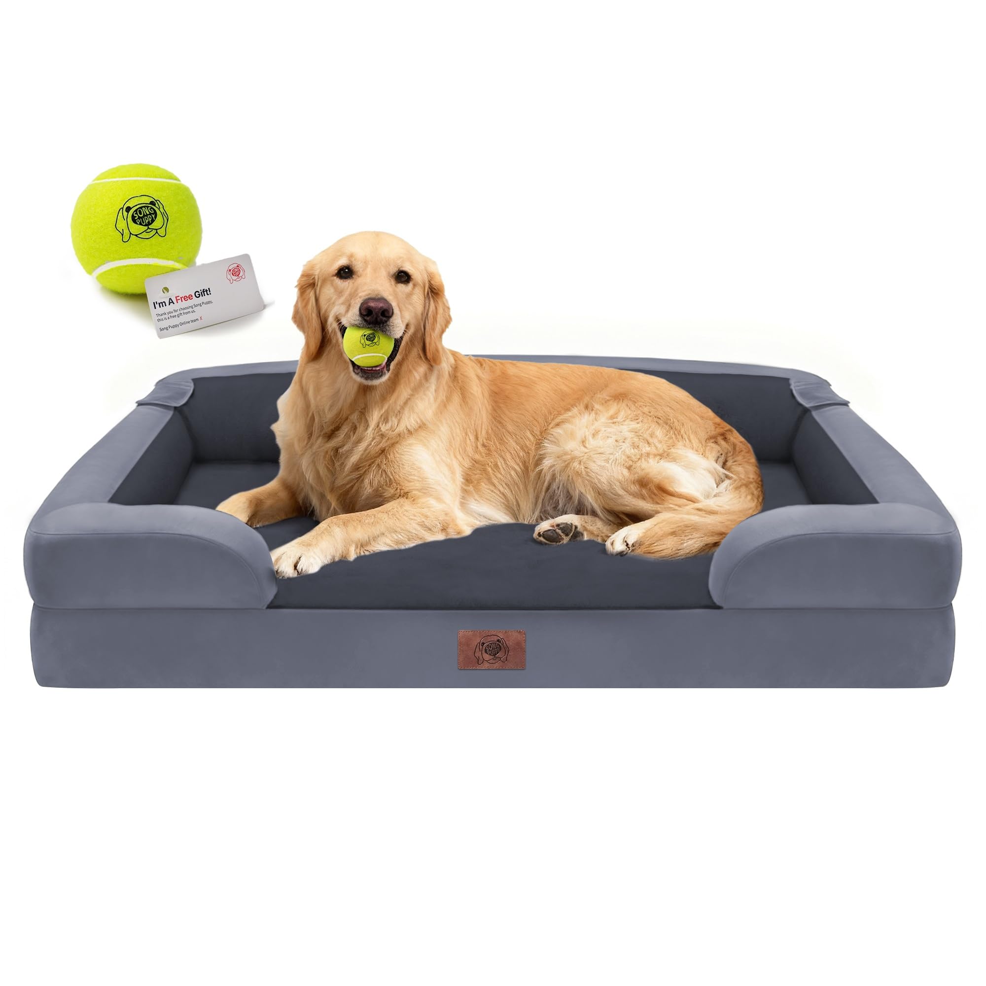 Extra Large Dog Bed, Orthopedic XL Washable Bed for Big Dog Waterproof Pet Couch Sofa Bolster with Removable Cover, Non-Slip Bot