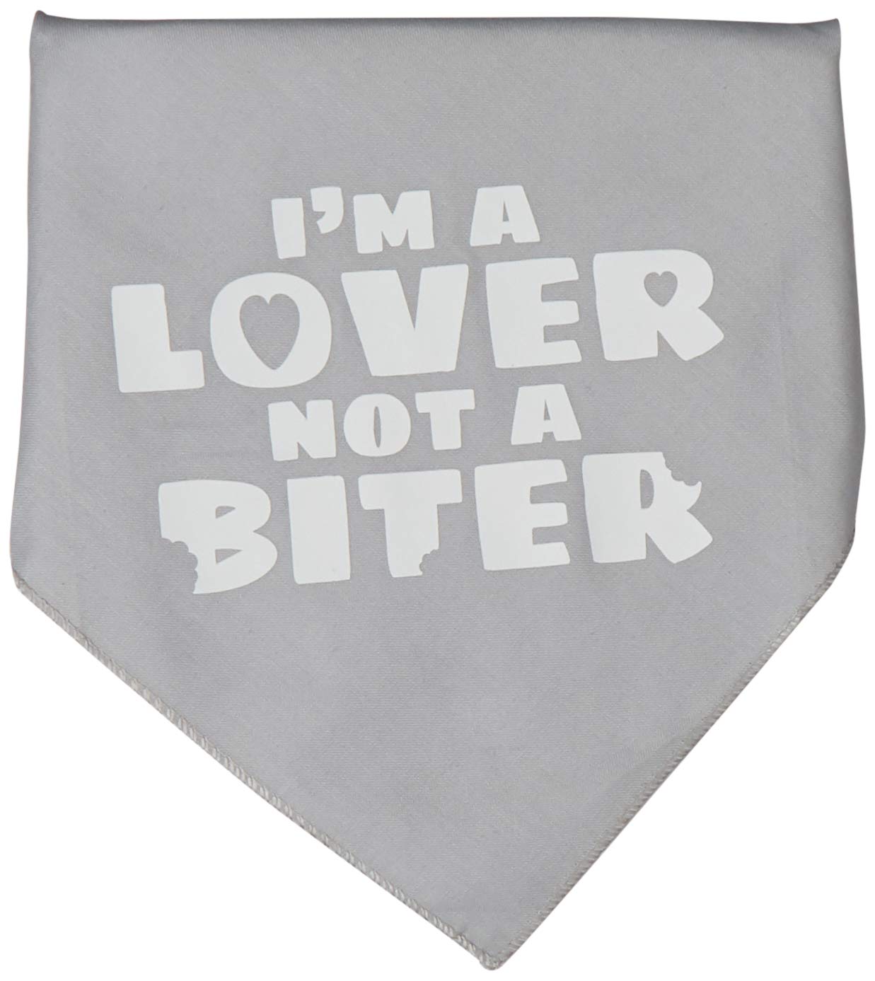 Mirage Pet Products I'm a Lover Not a Biter Screen Print Bandana for Pets, Large, Grey