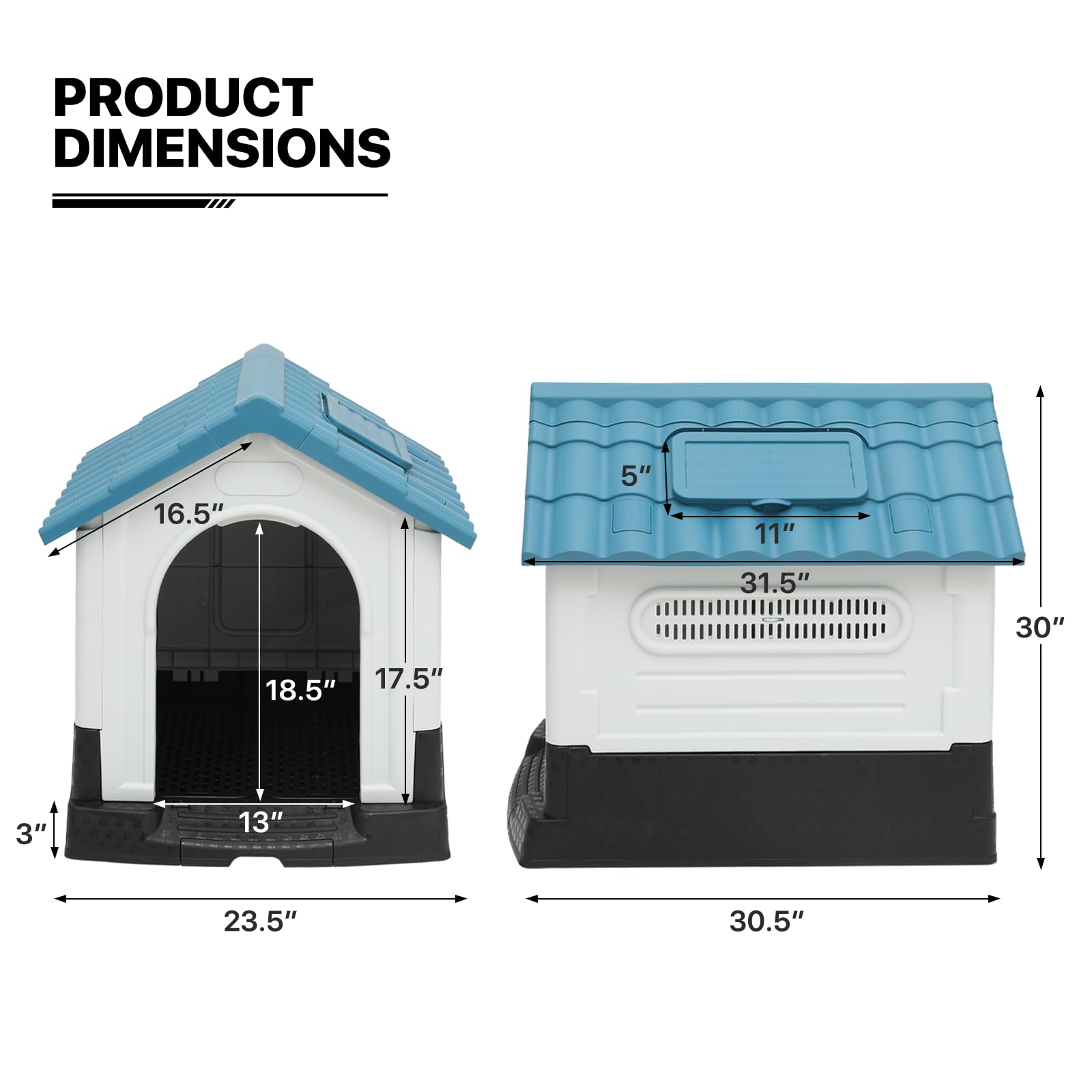 Monibloom Easy To Clean Insulated Dog House With Mats And Tray, Outdoor Durable Dog House For Small Medium Large Dogs, Waterproo