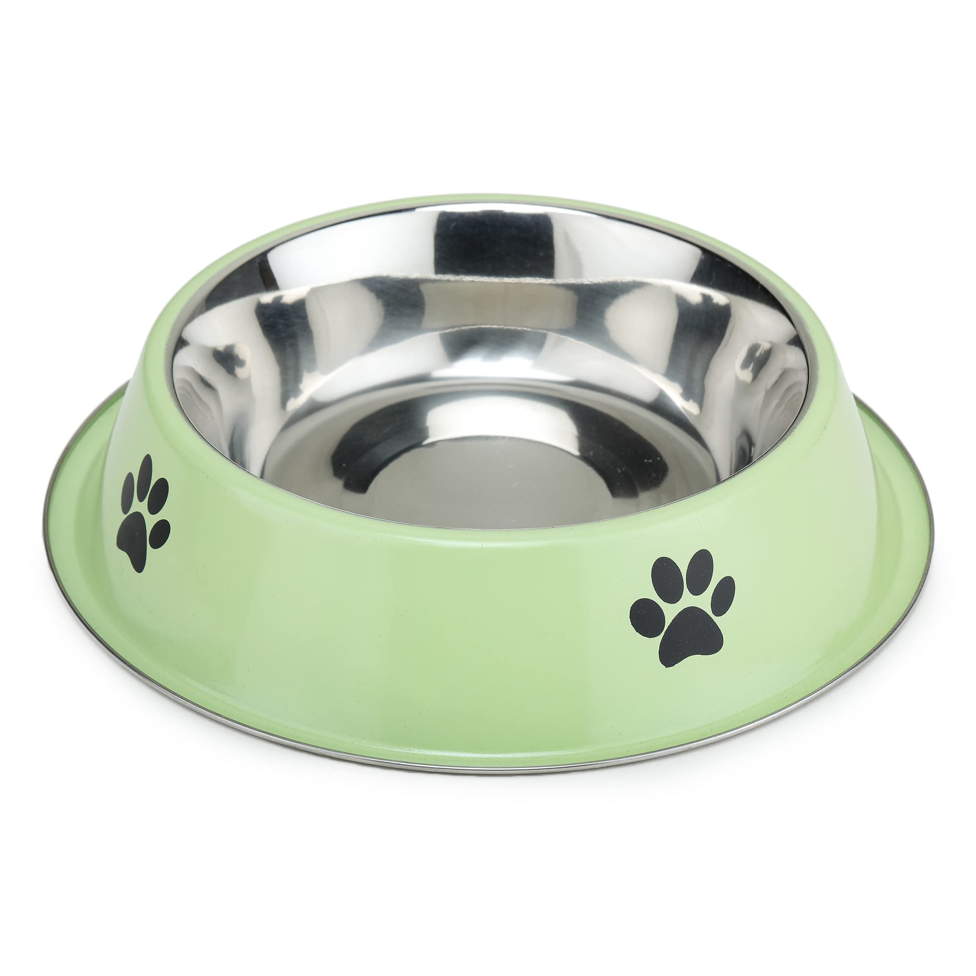 Vagmi Stainless Steel Dog And Cat Feeding Bowl Round Steel Pet Bowl Green. (Size750Ml)