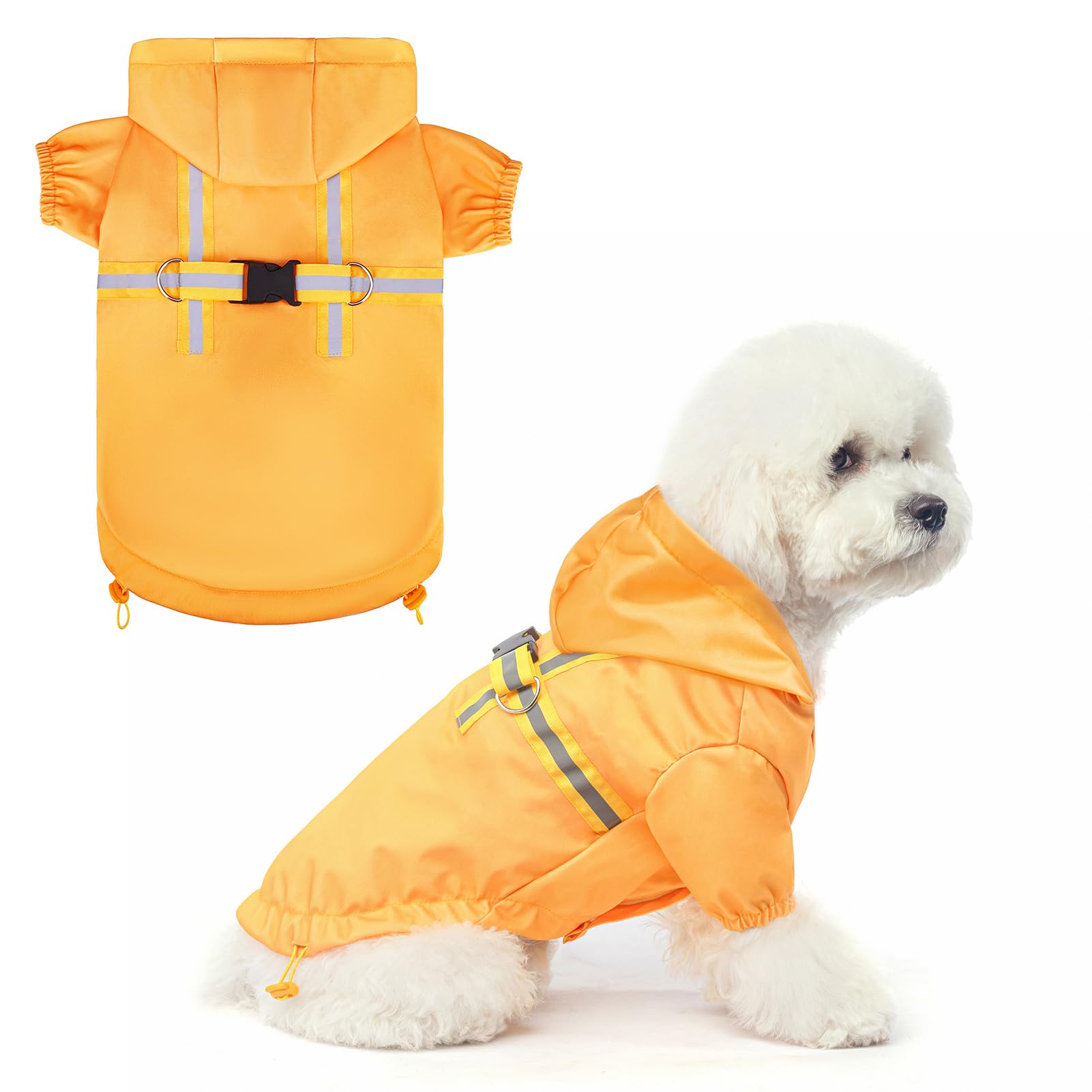 Beautyzoo Dog Raincoat With Harness Built-In For Small Medium Dogs And Puppies Boys Girls, Dog Rain Jacket Hooded Slicker Poncho