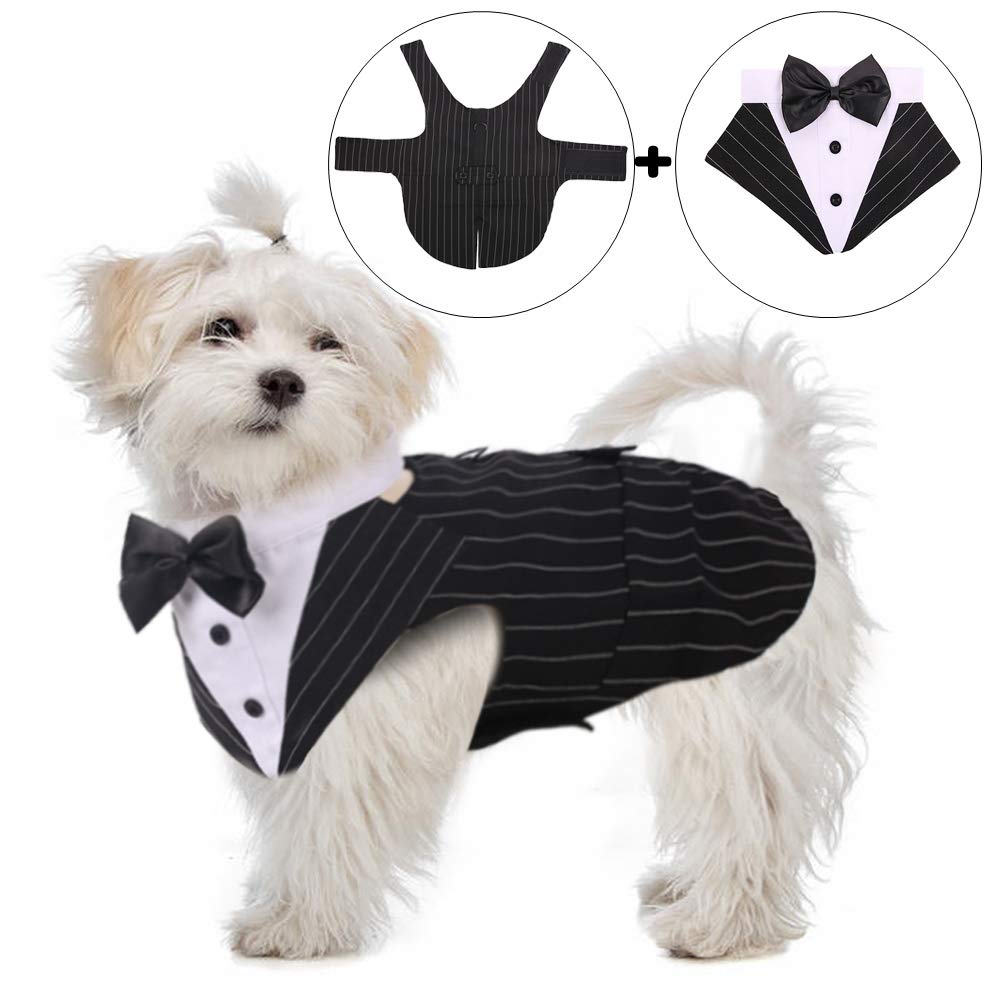 Qbleev Dog Tuxedo For Large Dogs, Dog Suit And Bandana Set, Dog Wedding Outfit With Bow Tie, Formal Dog Tux Dog Costume Hallowee
