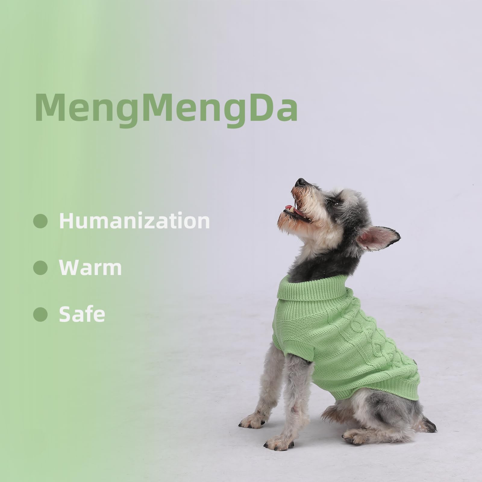 Mengmengda,Dog Pullover Sweater, Cable Knitwear, Warm Clothes For Chihuahua, Bulldog, Dachshund, Pug, Yorkie,Dog Outfits For Small Dogs Medium Dogs (Green L)…
