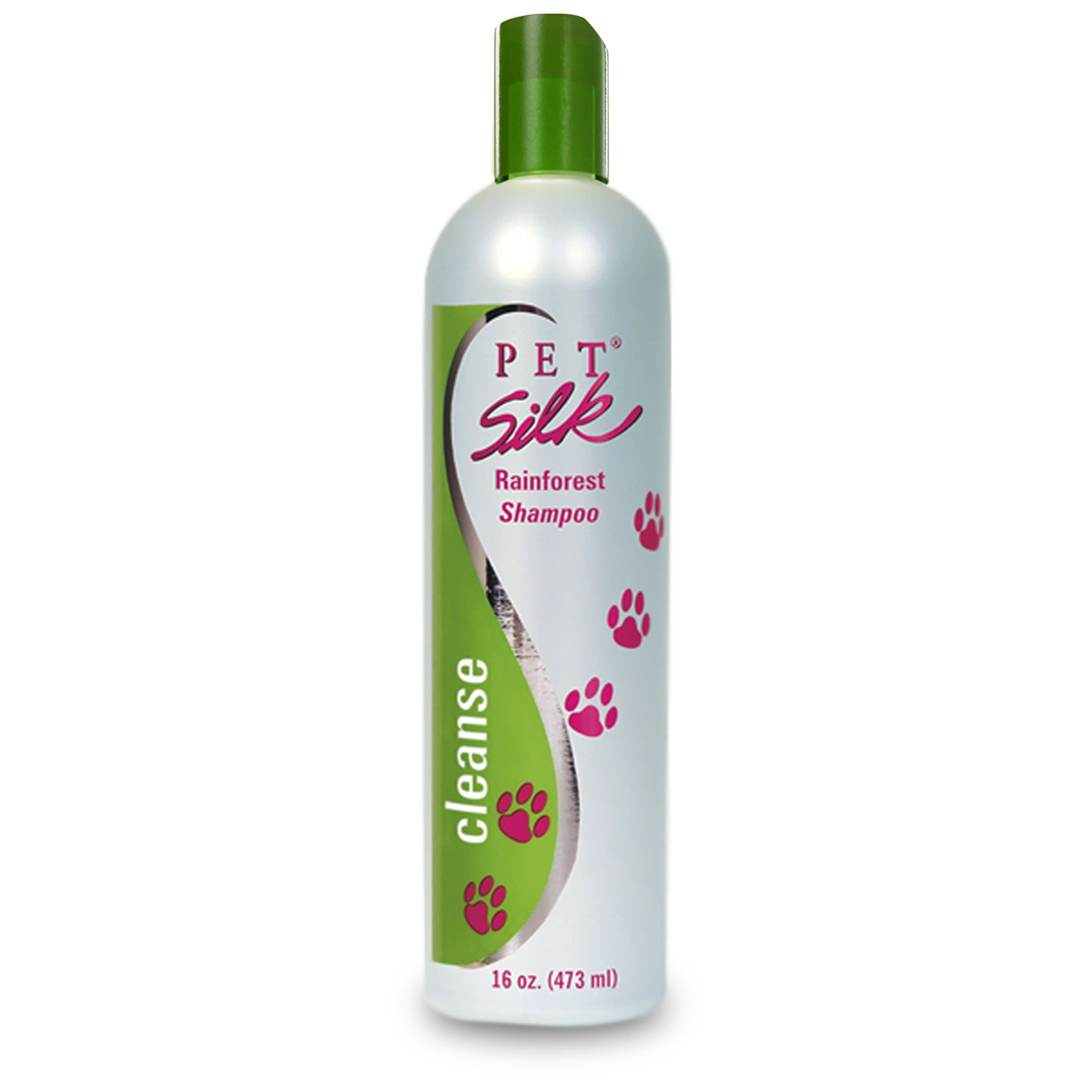 Pet Silk Rainforest Clean Scent Shampoo 16oz, Long-Lasting Fragrance for Your Pet's Coat, Cleanser for Both Dogs and Cats, Infus