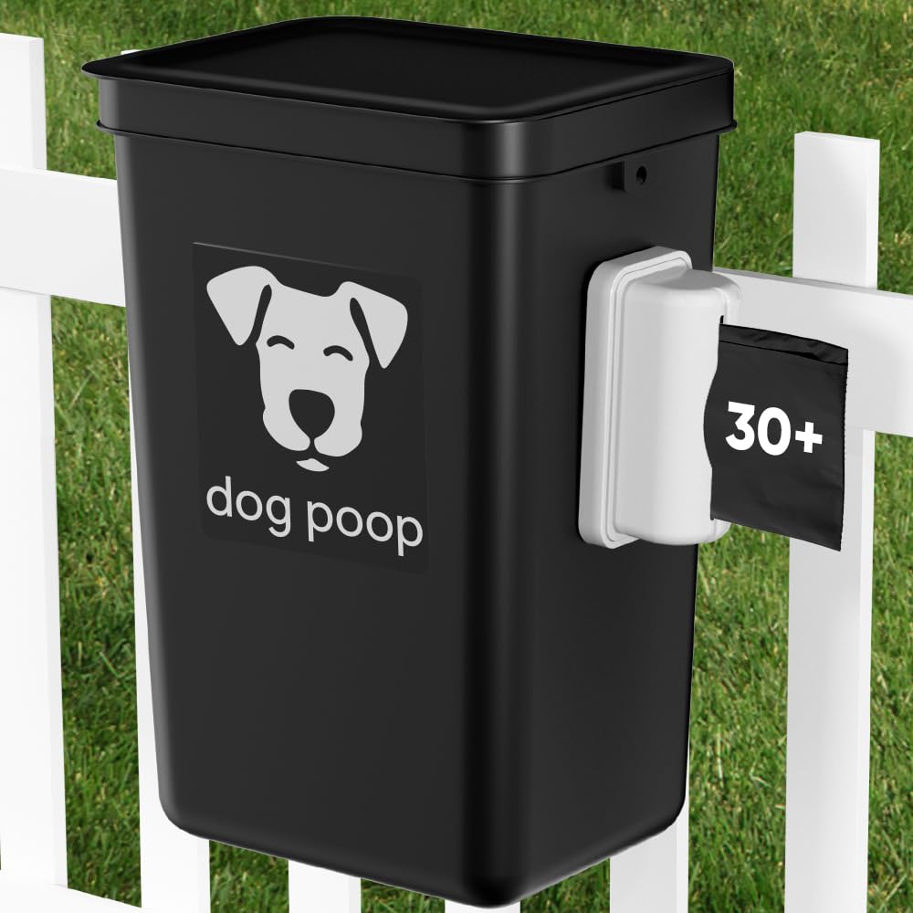 Moryimi Dog Poop Trash Can Outside, 3.1 Gallon Dog Waste Trash Can With Trash Bag Dispenser, Outdoor Dog Poop Trash Can With Lid