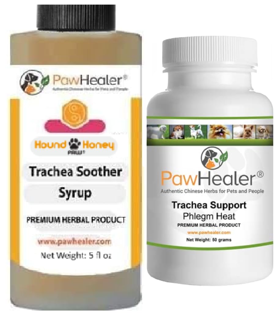 Trachea Soother Syrup BUNDLE with Trachea Support: Phlegm Heat - Natural Herbal Remedy for Symptoms of Collapsed Trachea for Dog