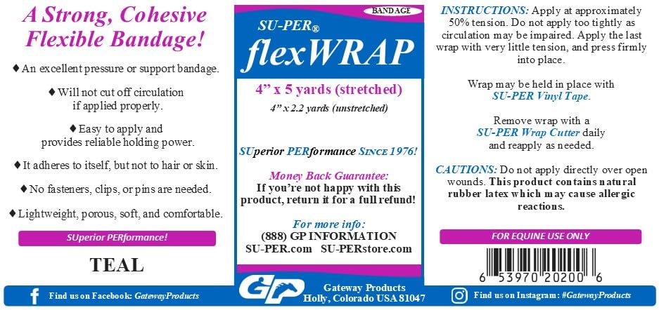 SU-PER FlexWRAP 12 Rolls Self Adhesive Bandages Wrap Cutter - Strong, Flexible, First Aid Bandages for Wound Dressings & Horse L