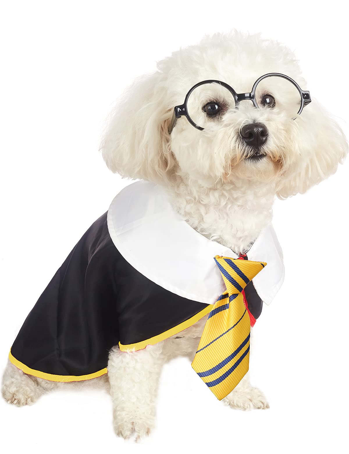 Impoosy Pet Dog Halloween Shirts Funny Cat Wizard Costume Pet Cute Apparel Soft Clothes With Glasses (Medium,Neck:14')