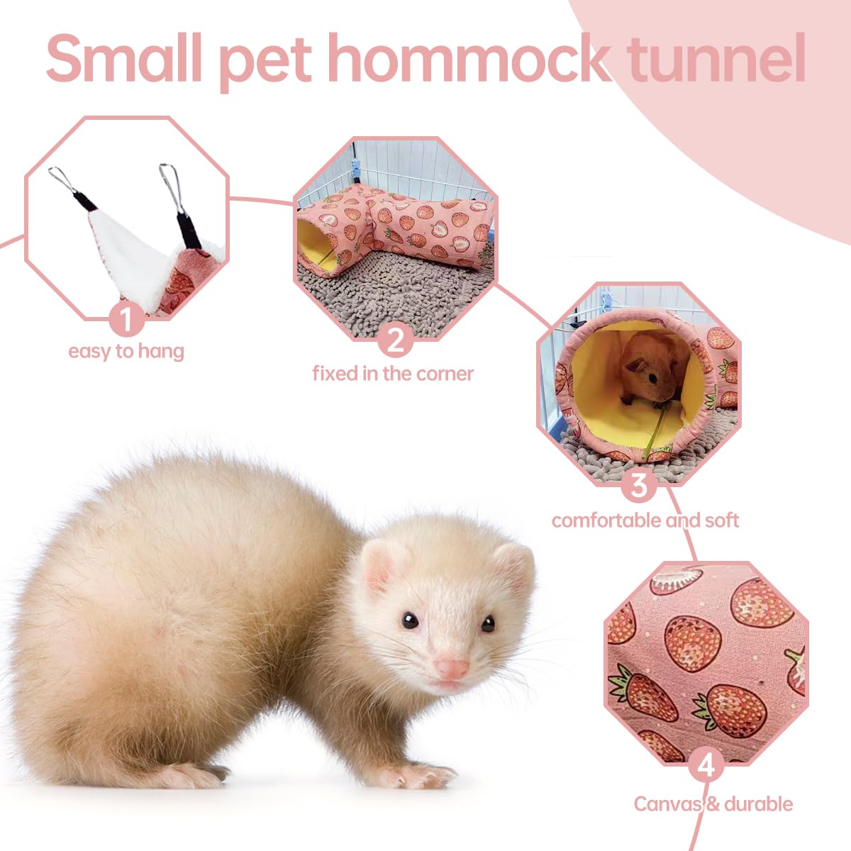 Rat Ferret Hammock Toys Cage Accessories, Guinea Pig Hideout Tunnel, Warm Bed For Rat Ferret Guinea Pig Sleep Hide And Play (3.R
