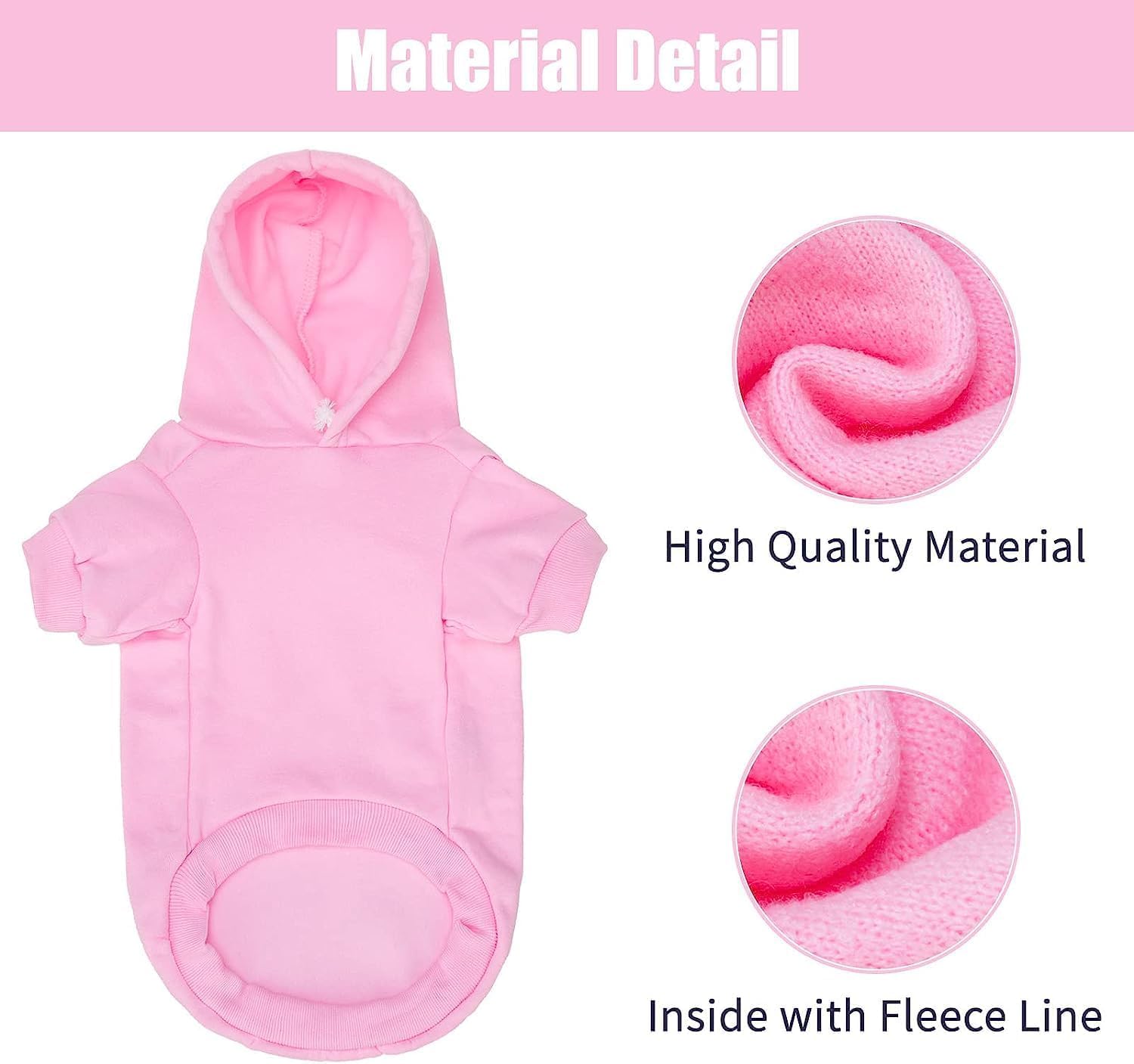 Bingpet Security Dog Hoodies Puppy Sweater Cold Weather Dog Coats Soft Brushed Fleece Pet Clothes Hooded Sweatshirt For Dog Cat Pink Xl