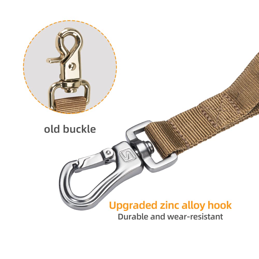 Excellent Elite Spanker Tactical Dog Leash Heavy Duty 5-6Ft Adjustable No Pull Military Bungee Dog Leash Elastic Leads Rope With 2 Padded Control Handle For Medium Large X-Large Dogs(Coyote Brown)