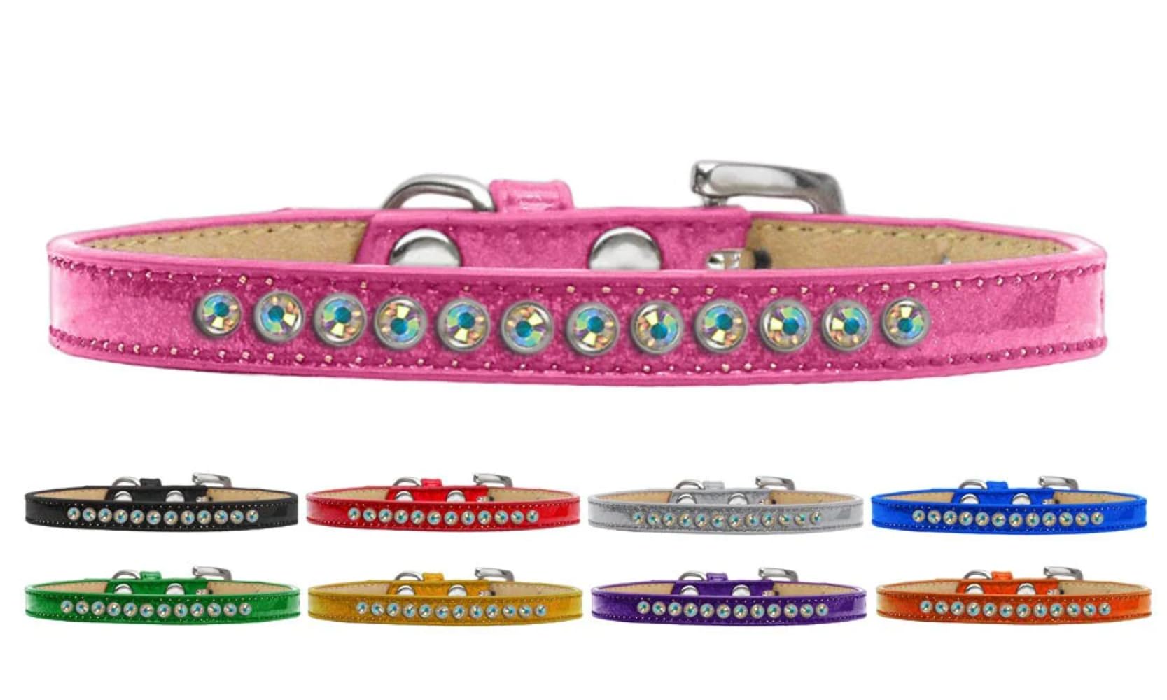 Dog, Puppy and Pet Ice Cream Collar, Aurora Borealis Crystal Rimsets Purple 12