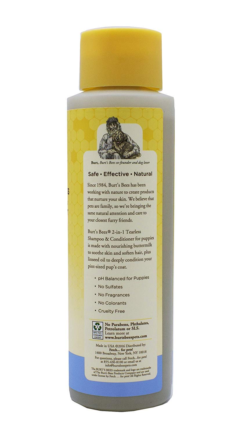 Burt'S Bees For Pets Tearless Puppy 2-In-1 Shampoo And Conditioner With Buttermilk And Linseed Oil, 95% Natural Origin Formulas, Shampoo For Puppies - Gentle Puppy Shampoo Tear Free, 16 Oz