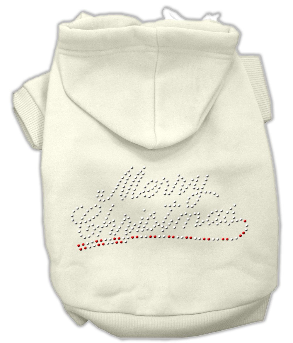 Mirage Pet Products 14-Inch Merry Christmas Rhinestone Hoodies, Large, Cream