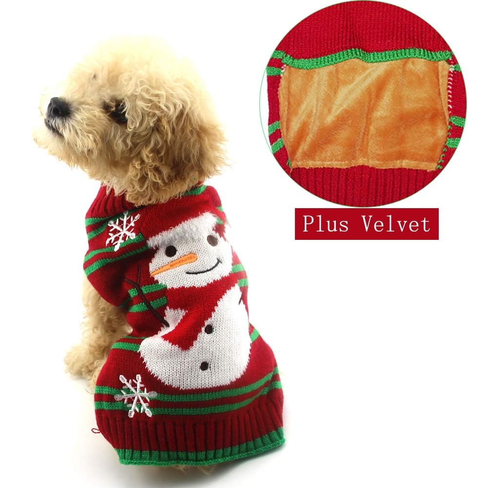Nacoco Dog Snow Sweaters Thick Snowman Sweaters Xmas Dog Holiday Sweaters New Year Christmas Sweater Pet Clothes For Small Dog And Cat(Thick Snowman,L)