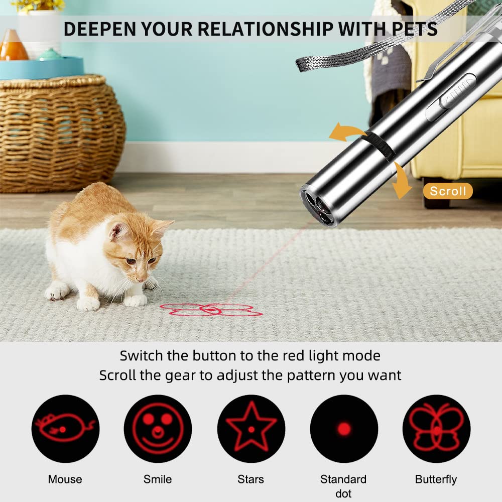 Tefire Laser Pointer Cat Toys With Torch And Money Detectorbuilt-Inbattery Usb Charging 7 Modes To Choose From For Teasing And Interacting With Your Pet