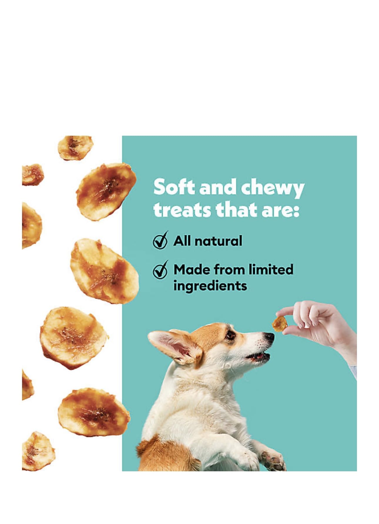 Wiggles & Wags Dipped Slices Dog Treats, Banana with Chicken & Peanut Butter Flavor, Soft and Chewy - 6 oz