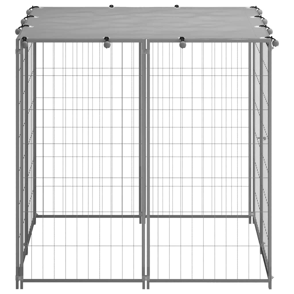 'vidaXL Spacious Steel Dog Kennel with Secure Door and UV-Resistant Roof - Perfect for Outdoor, Garden, Yard, and Patio.