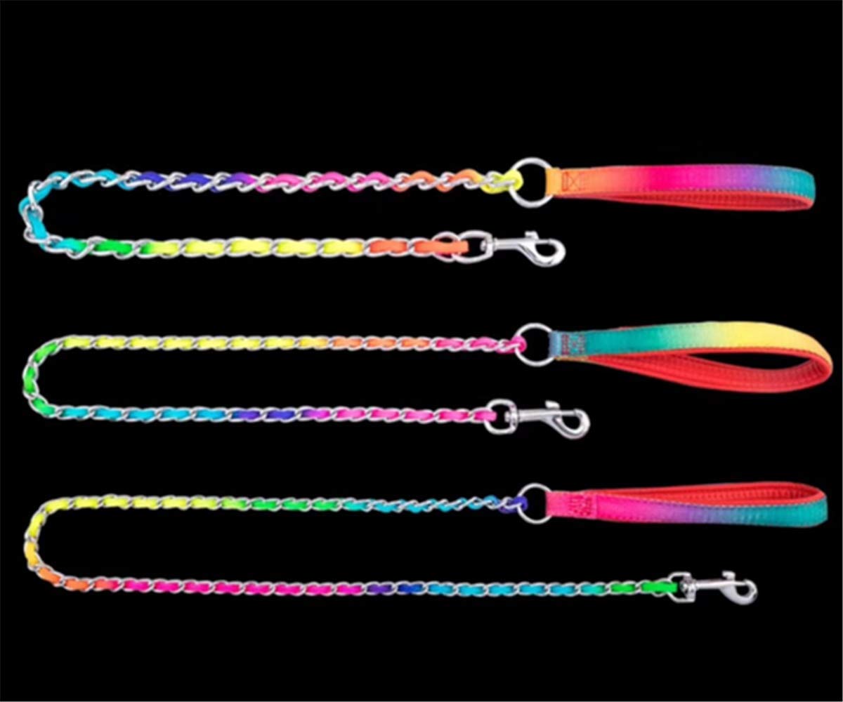 Jwpc Rainbow Color Stainless Steel P Chock Metal Chain Training Dog Pet Collars Necklace Walking Training Pet Supplies For Small Medium Large Dogs, S