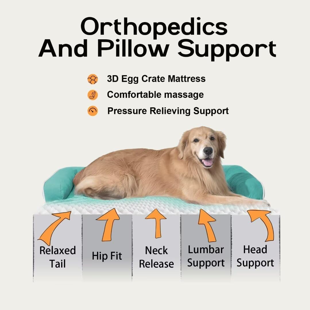 Orthopedic Large Dog Bed Washable: Large Size Dog Beds With Removable Washable Cover, Xxlarge Orthopedic Aqua Blue Dog Beds For
