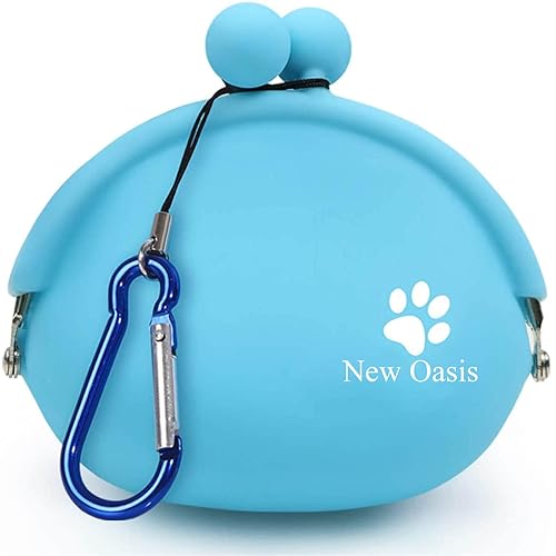 New Oasis Dog Treat Pouch, 10oz Small Portable Silicone Dog Training Pouch Reusable Dog Treat Bag with Carabiner Key Case Silico