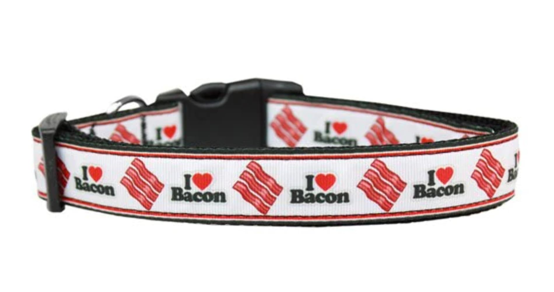 Pet Dog & Cat Nylon Collar or Leash, &quot;I Love Bacon&quot; SM Collar