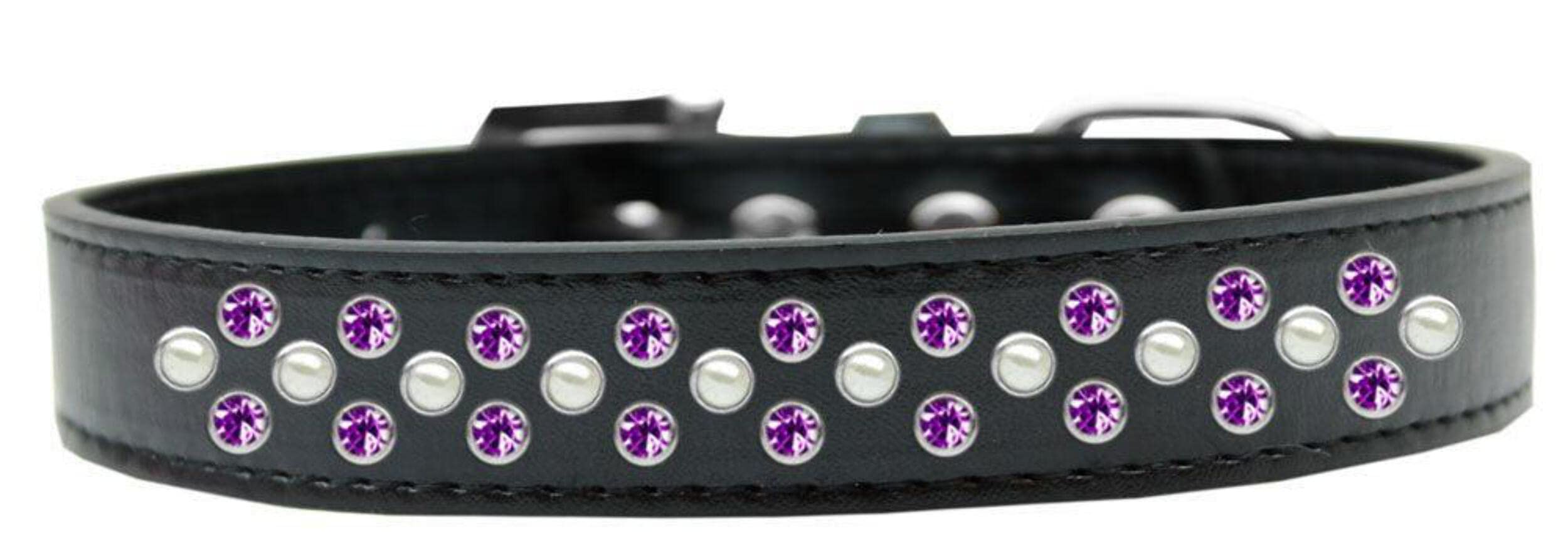 Dog, Puppy & Pet Fashion Collar, Pearl and Purple Crystal Rimsets Sprinkles White 12