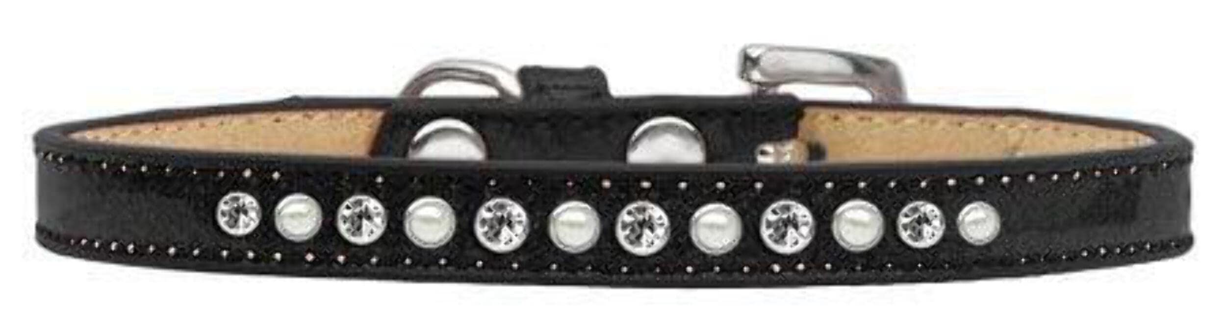 Dog, Puppy and Pet Ice Cream Collar, Pearl & Clear Crystal Rimsets Black 10
