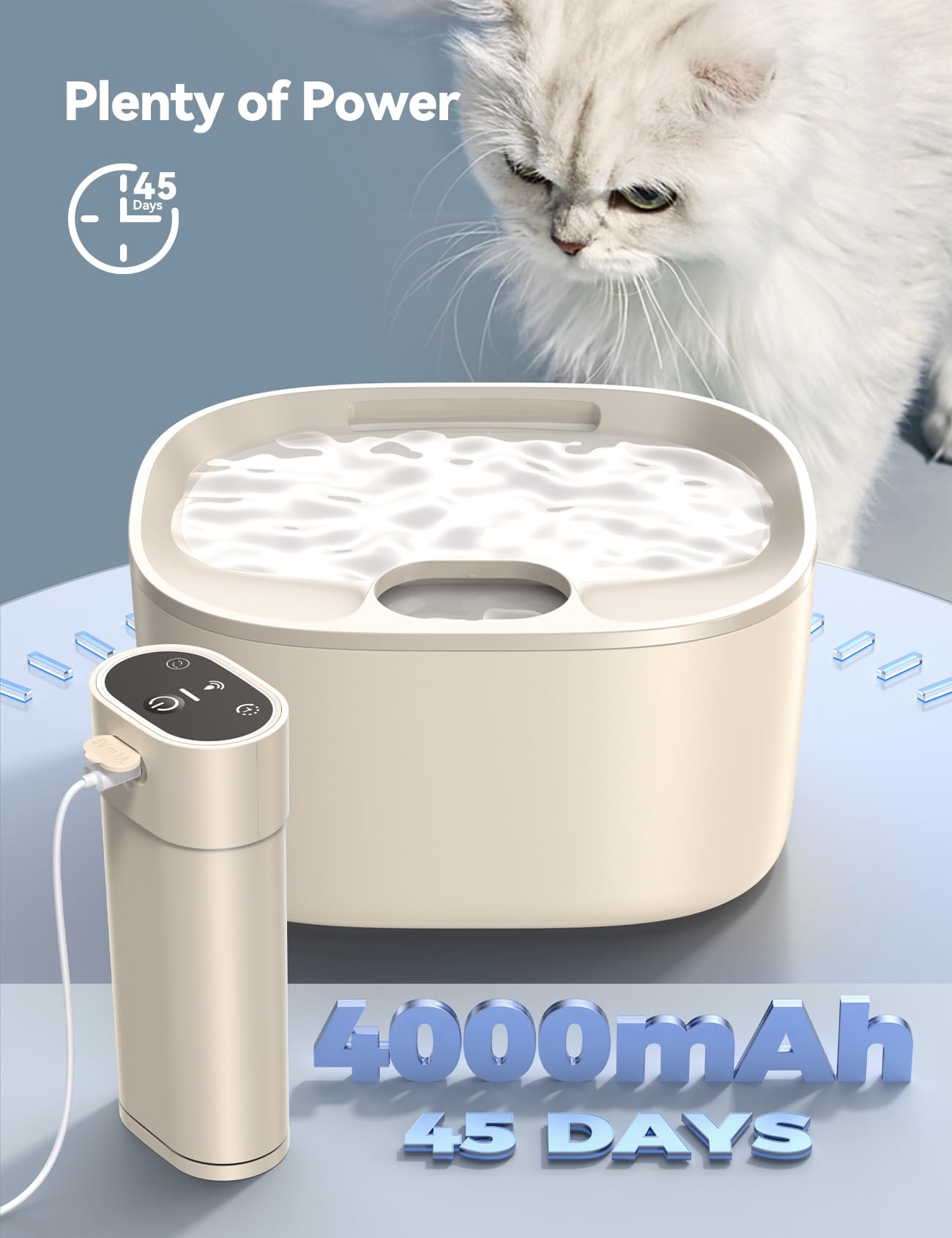 Pumpless Wireless Cat Water Fountain, Feelneedy 4L Battery Operated Pet Water Fountain For Cats Indoor, Motion Sensor Cat Drinki