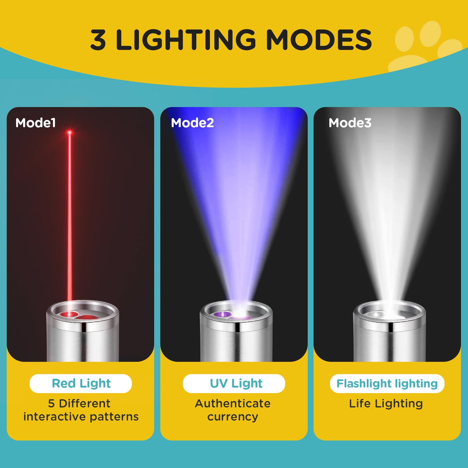 Koackl Cat Toy Pointer For Indoor, Usb Rechargeable Cat Toy, 3 Light Colors Cat Interactive Toys For Dogs, Cats, Pet Chase Toy F