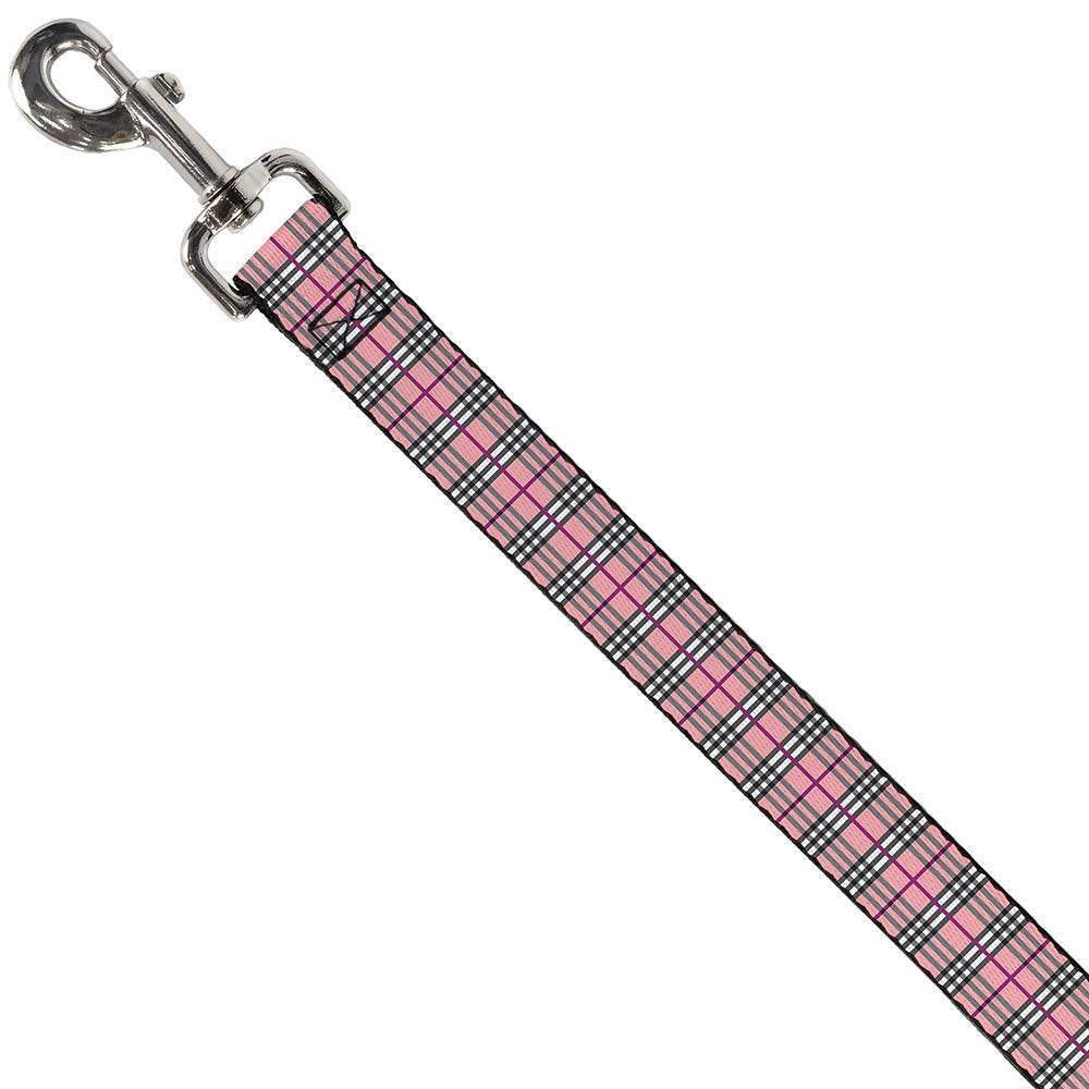 Dog Leash Plaid Pink 4 Feet Long 1.5 Inch Wide