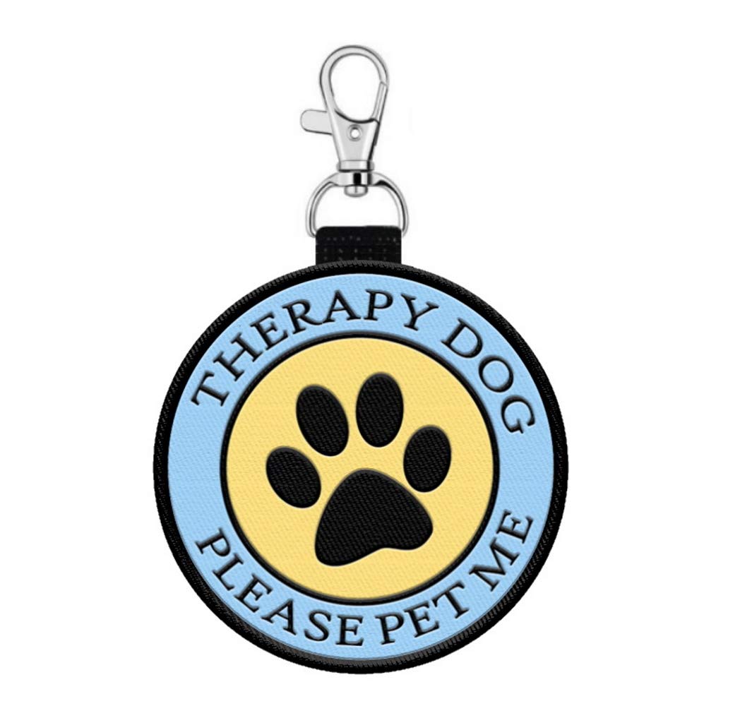 Therapy Dog Identification Patch Tag | Hangs From Therapy Dog Vest Or Therapy Dog Leash | Double Sided