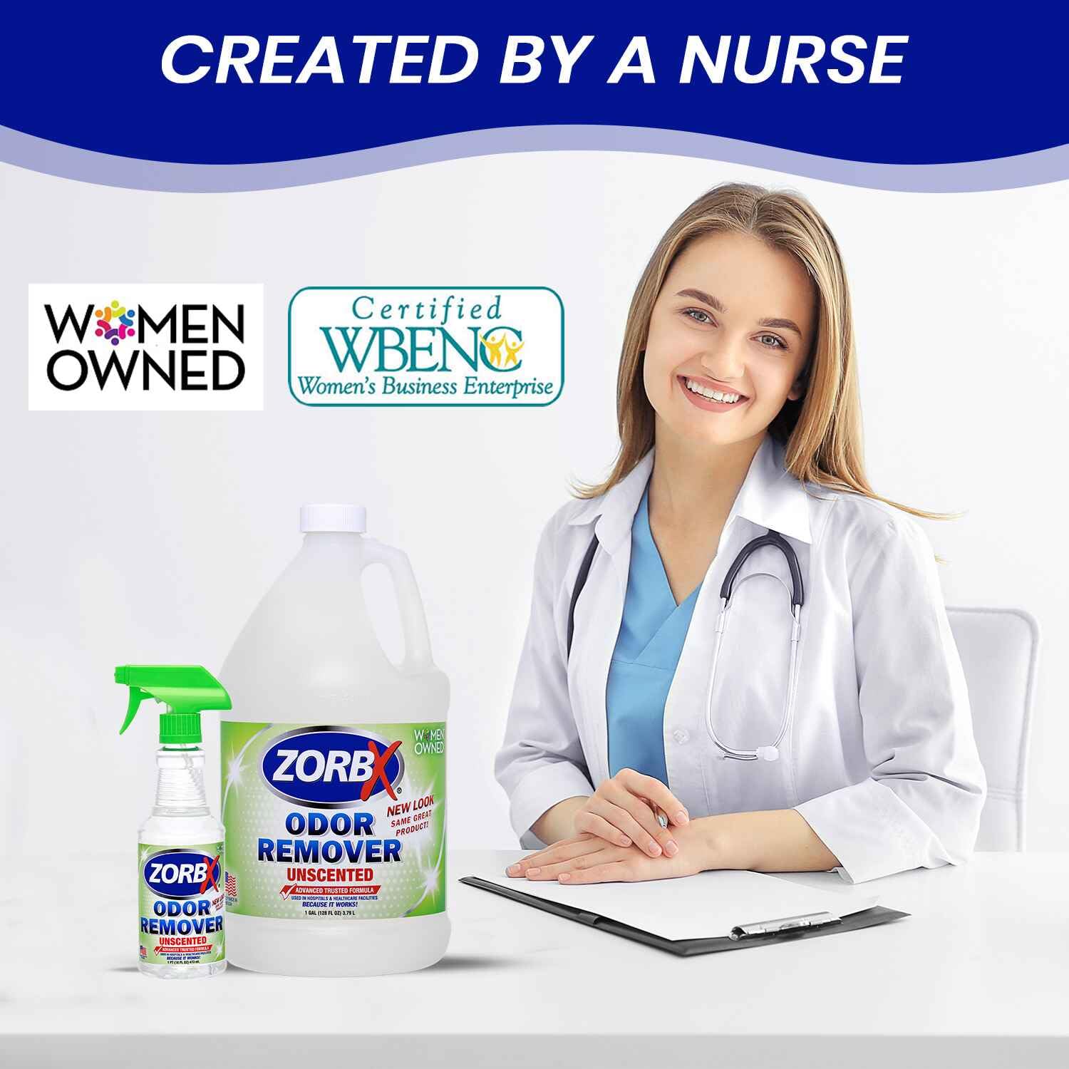 Zorbx Unscented Odor Eliminator For Strong Odor 16 Oz + 128 Oz - Used In Hospitals & Healthcare Facilities - Advanced Trusted Fo