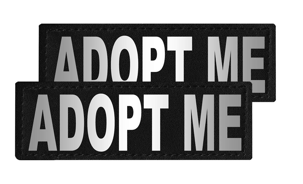 Dogline Adopt Me Vest Patches – Removable Adopt Me Patch 2-Pack With Reflective Printed Letters For Support Dog Vest Harness Collar Or Leash Large/X-Large