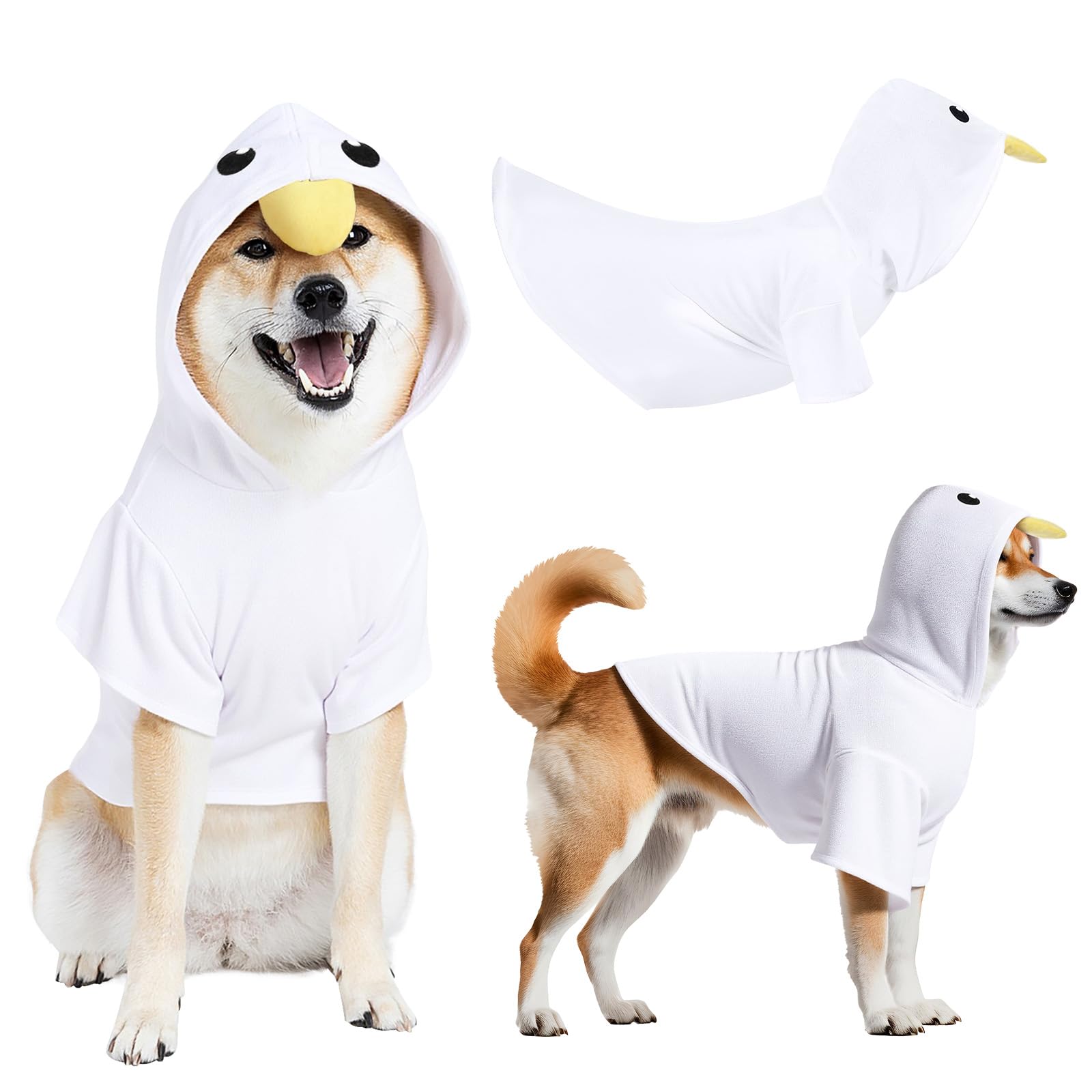 Huhumy Dog Goose Costume Clothes for Medium Pet, Funny Dogs Halloween Outfits for Small Medium Pet Cute Animal Winter Hoodies Co
