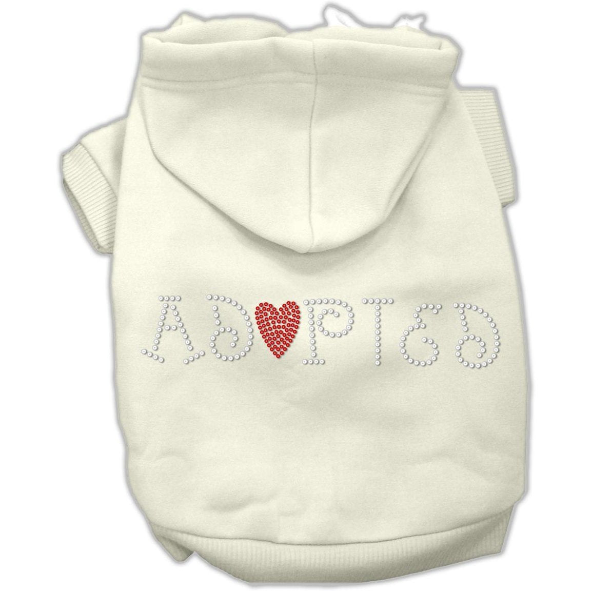 Pet, Dog & Cat Hoodie Rhinestone, &quot;Adopted&quot; Cream LG (10-14 lbs.)