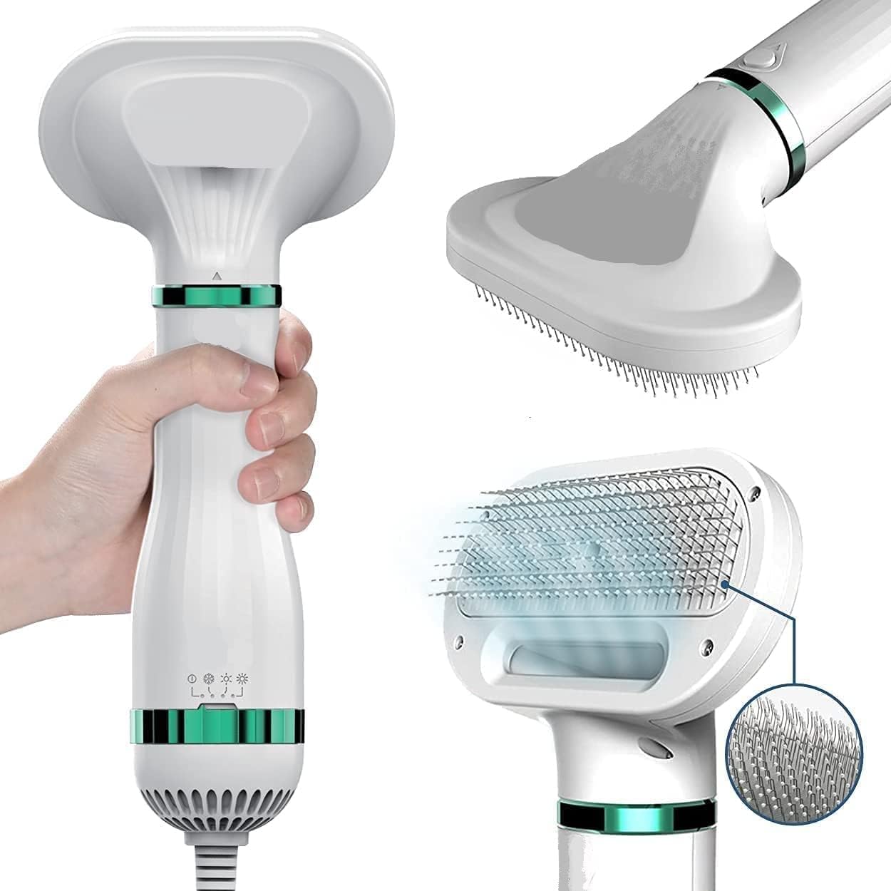 Obedient Dog Hair Dryer Brush For Dog & Cats | Portable 2 In 1 Pet Hair Dryer With Self Cleaning Slicker Brush | Cat &Dog Groomi