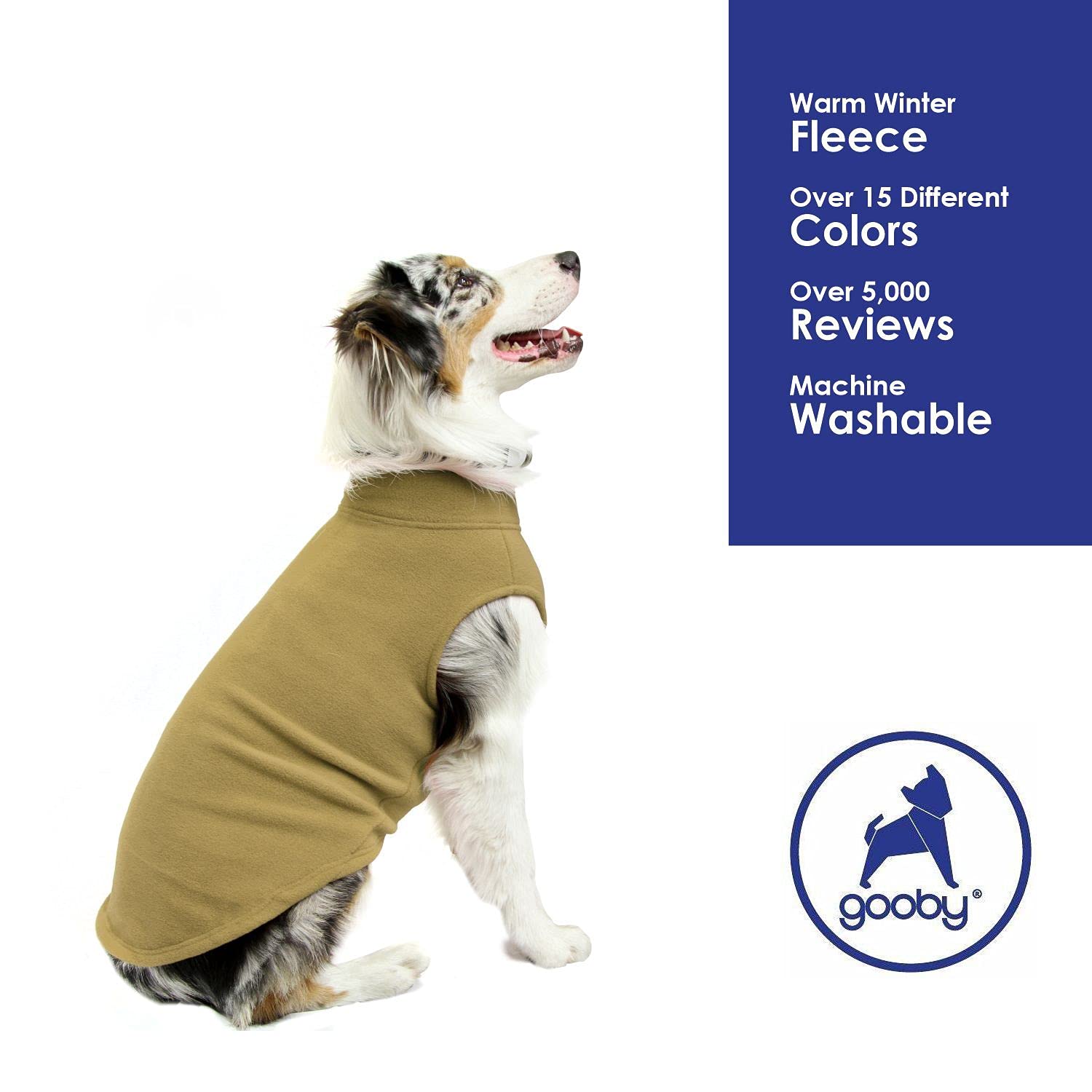 Gooby Stretch Fleece Vest Dog Sweater - Warm Pullover Fleece Dog Jacket - Winter Dog Clothes For Small Dogs, Large Dogs, Boy Or Girl - Soft, Super Stretchy Fleece Vest Dog Sweater - Sand, 4X-Large