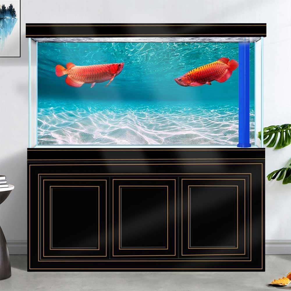 Dtekoj 48X18IN Natural Undersea Aquarium Background, Undersea Beach Fish Tank Background, with 8 EVA Double-Sided Tape