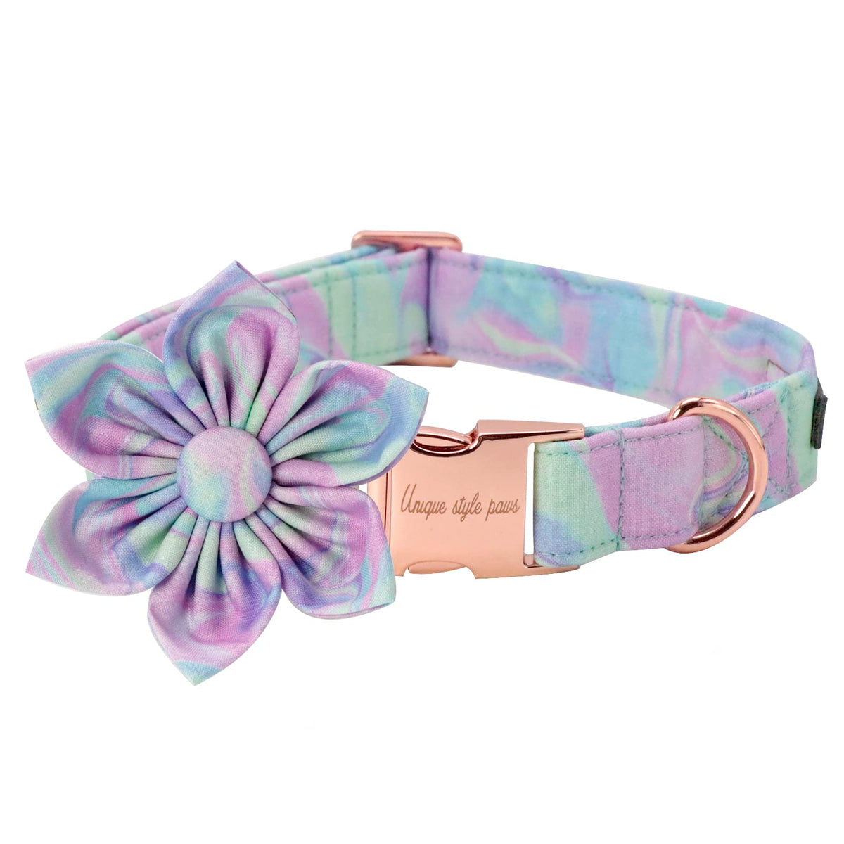 Unique Style Paws Dog Collar With Flower, Adjustable Dog Collar Flower Pattern, Durable Pet Collar For Small Medium Large Dogs