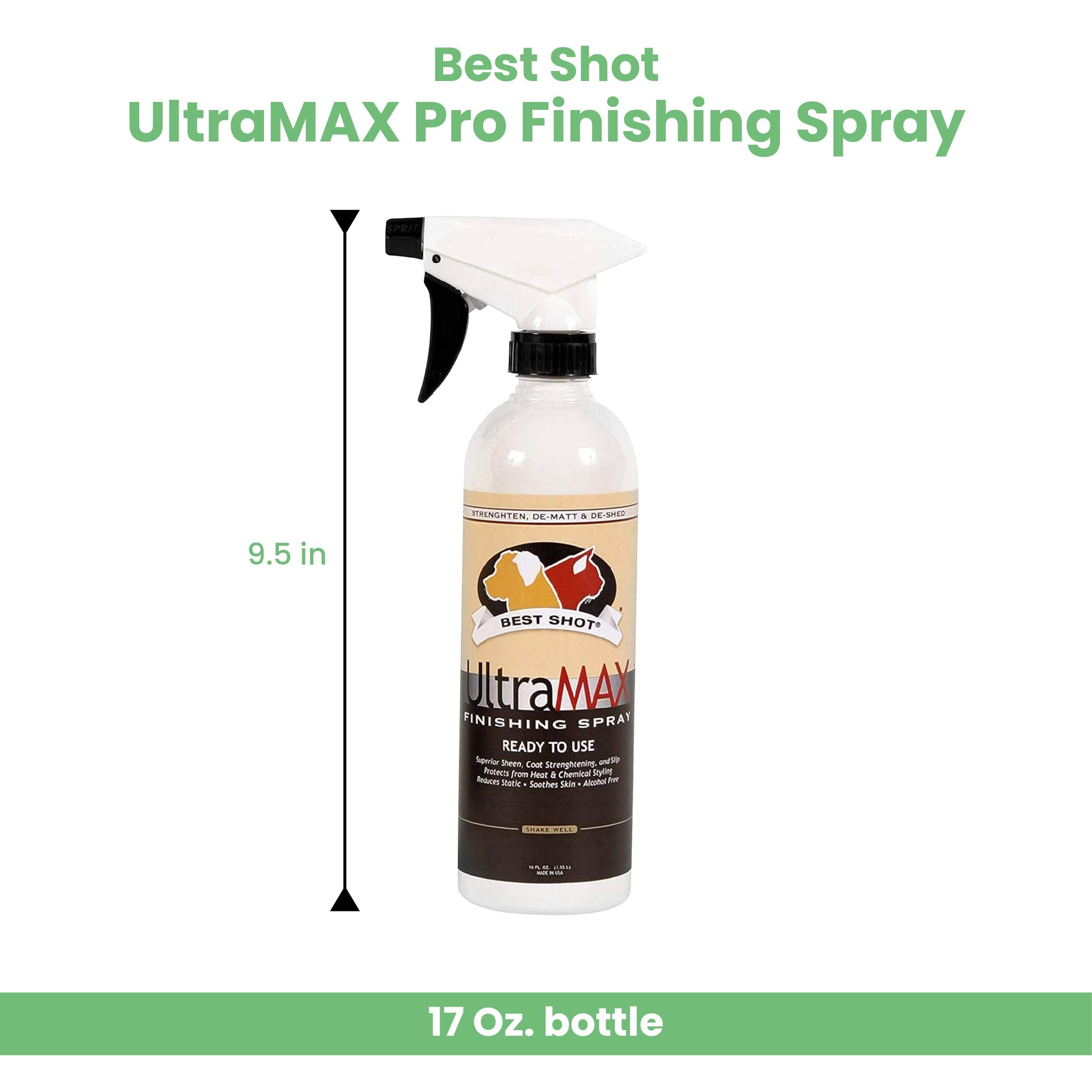 Best Shot Ultramax Pro Finishing Spray, Ideal Detangler Spray For Pets, Hydrating And Soothing Pet Grooming Spray, For Dogs And