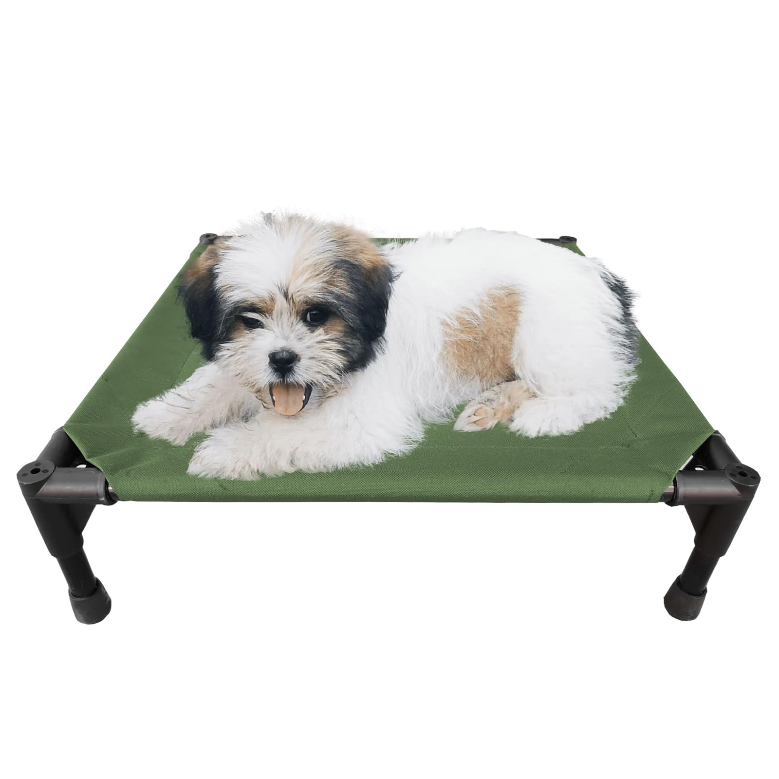 Love&Go Elevated Dog Bed With Metal Frame, Cooling Raised Pet Cot For Dog And Cat (S - Olive Green Bed, Small-18.5X18.5X5.5 Inch