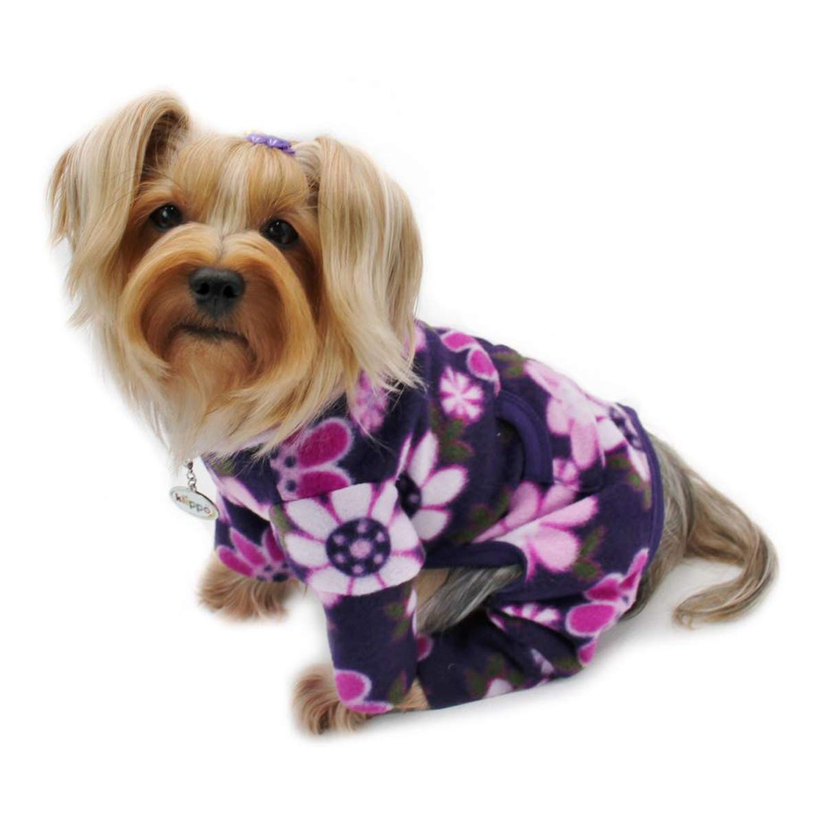 Klippo Dog/Puppy Midnight Garden Fleece Turtleneck Pajamas/Bodysuit/Loungewear/Coverall/Jumper/Romper for Small Breeds (XS)